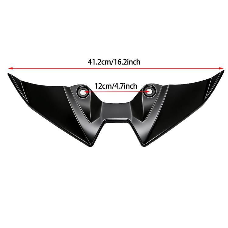 Motorcycle beak winglet kit with size markings, black twin winglets