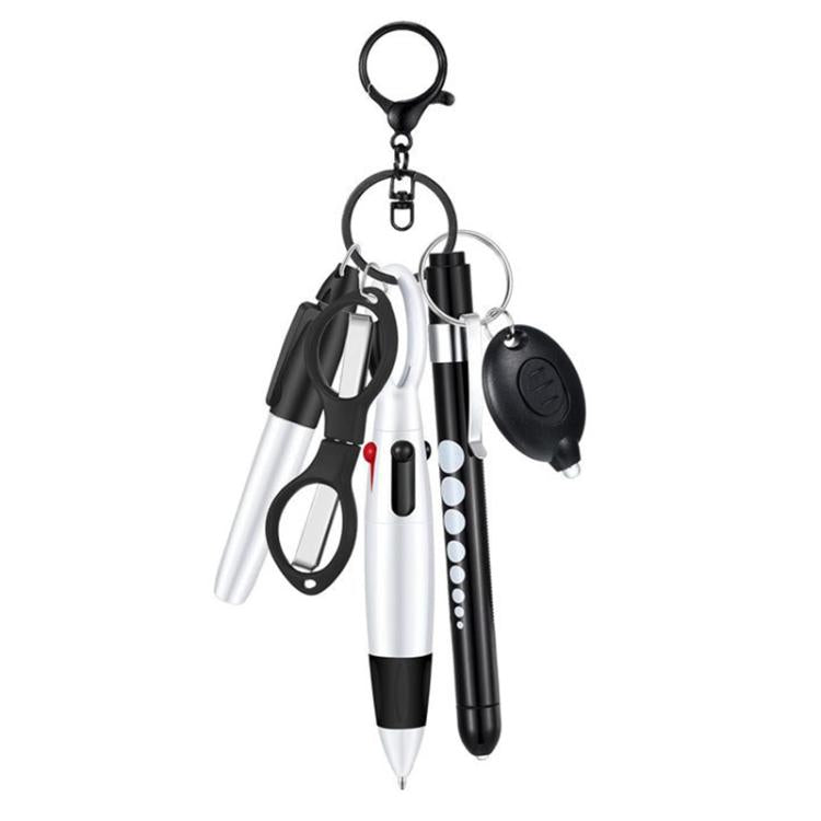 Multifunctional Nurse Ballpoint Pen Set with Flashlight Foldable Scissors Keychain