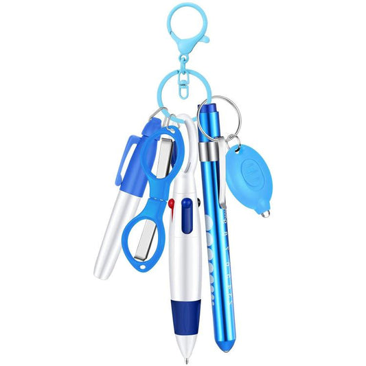 Multifunctional Nurse Ballpoint Pen Set with Flashlight Foldable Scissors Keychain