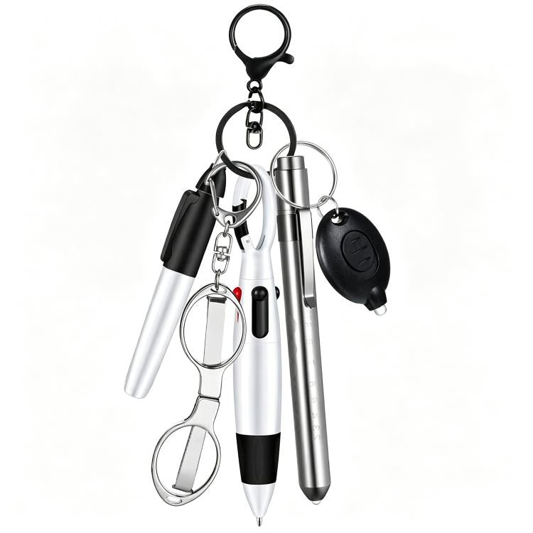 Multifunctional Nurse Ballpoint Pen Set with Flashlight Foldable Scissors Keychain