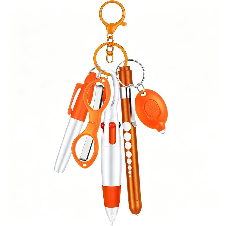 Multifunctional Nurse Ballpoint Pen Set with Flashlight Foldable Scissors Keychain