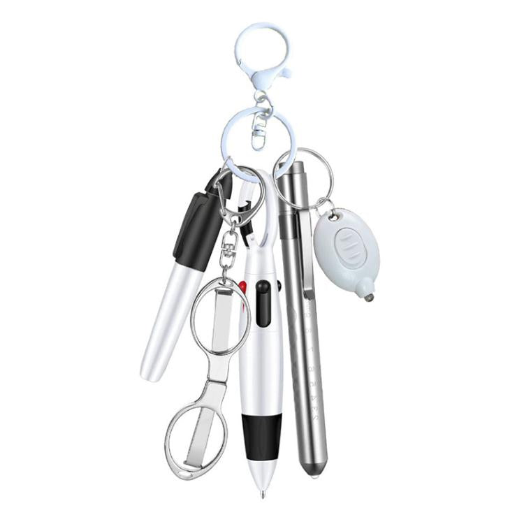 Multifunctional Nurse Ballpoint Pen Set with Flashlight Foldable Scissors Keychain