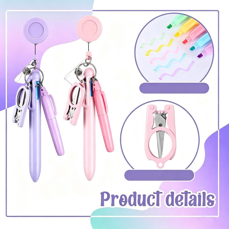 Macaron-style Nurse Pen Set with Retractable Badge Reel