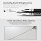 Silver gel pen tip close-up with bullet point and barrel section