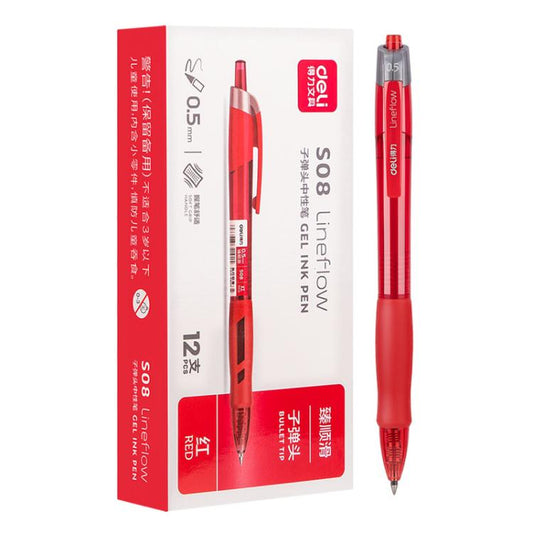 12 PCS/Set Deli S08 Smooth-writing 0.5mm Tip Retractable Gel Pen