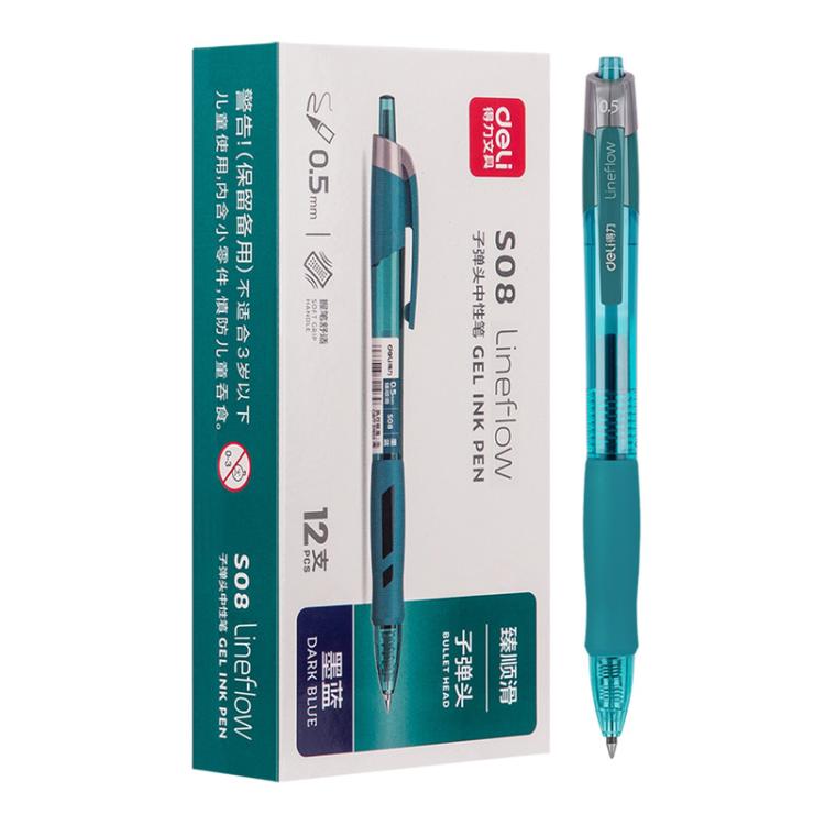 12 PCS/Set Deli S08 Smooth-writing 0.5mm Tip Retractable Gel Pen