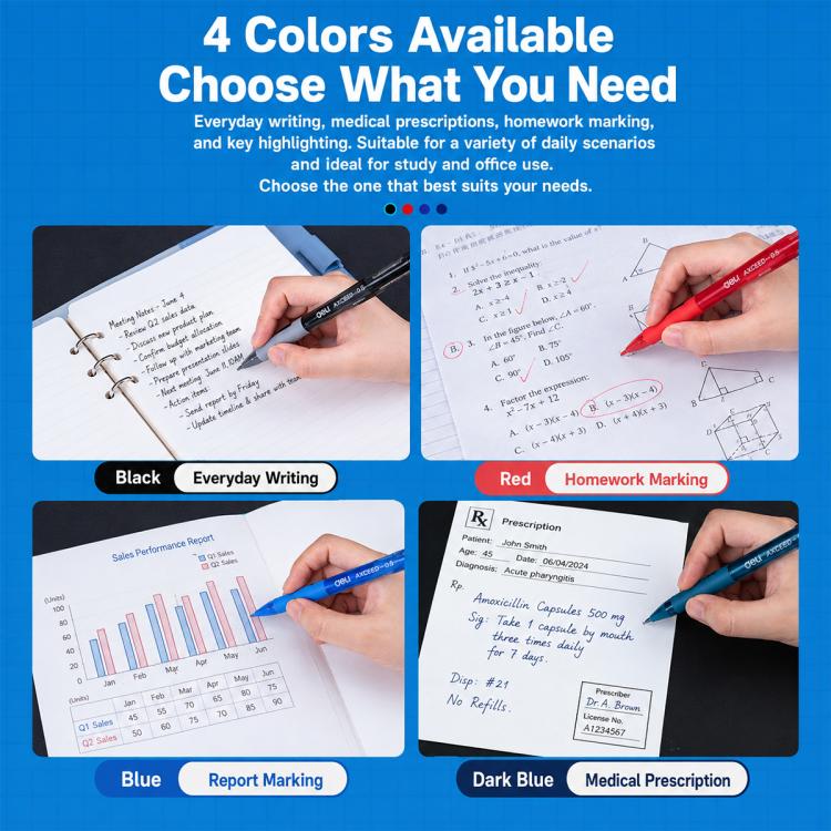 12 PCS/Set Deli S08 Smooth-writing 0.5mm Tip Retractable Gel Pen