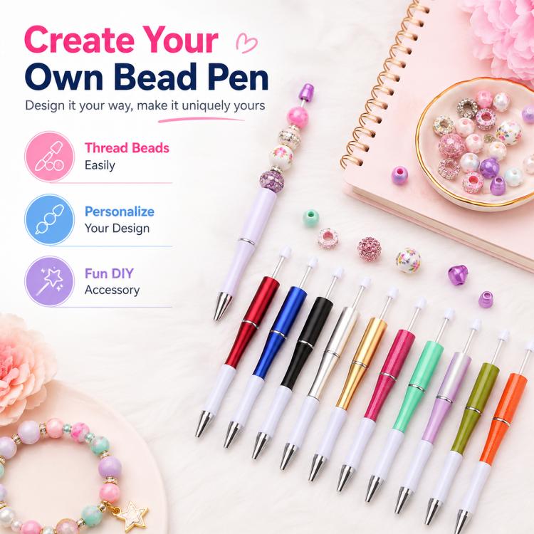 10 PCS/Set Creative DIY UV Electroplating Beaded Design Pen Bullet-tip Pen
