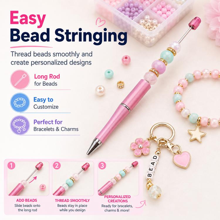 10 PCS/Set Creative DIY UV Electroplating Beaded Design Pen Bullet-tip Pen