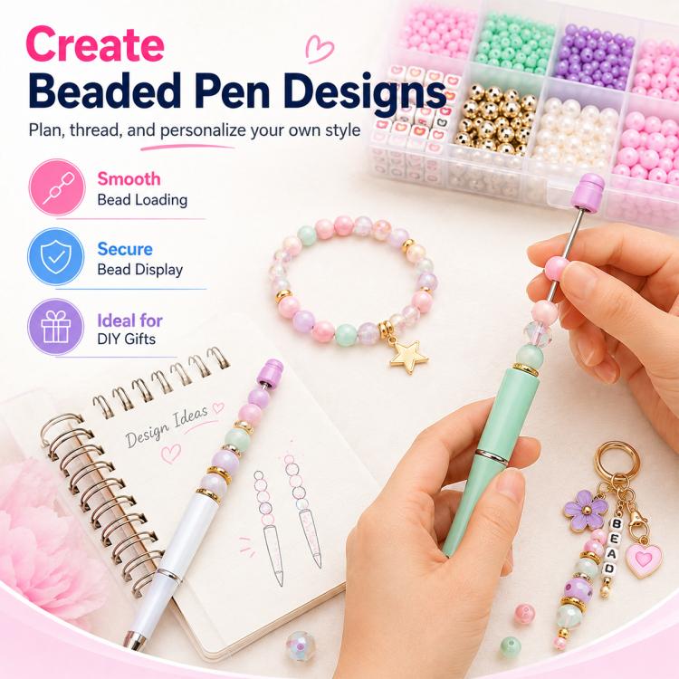 10 PCS/Set Creative DIY UV Electroplating Beaded Design Pen Bullet-tip Pen