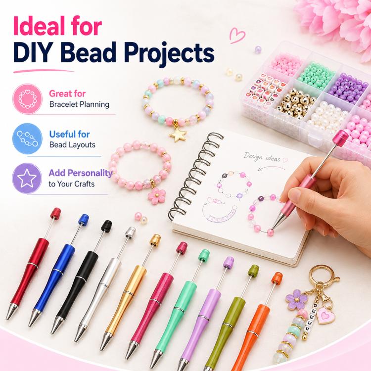 10 PCS/Set Creative DIY UV Electroplating Beaded Design Pen Bullet-tip Pen
