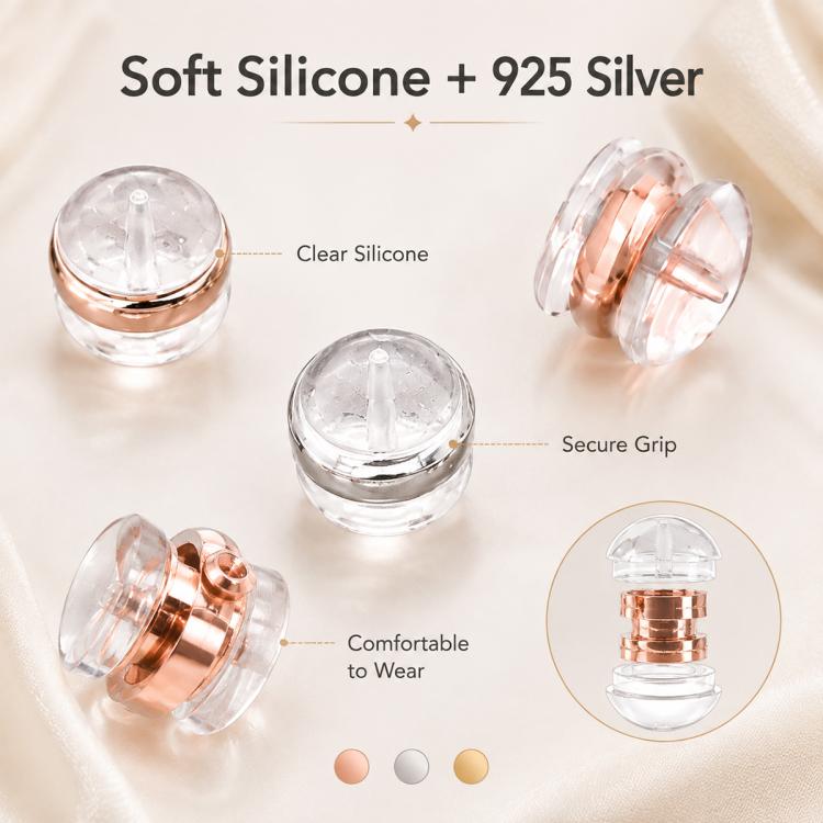100 PCS/Pack Silicone Bullet Earring Backs Locking Safety Hamburger Earnuts