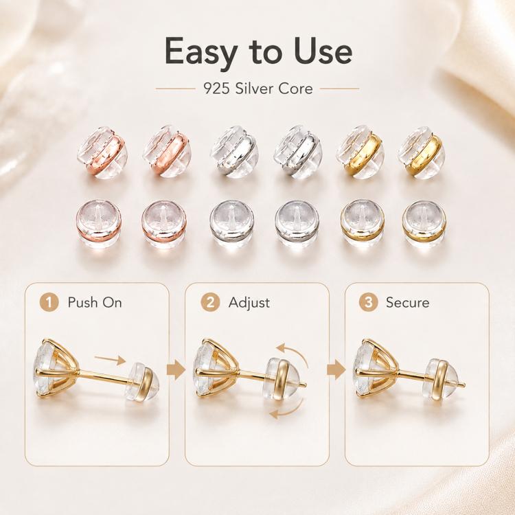 100 PCS/Pack Silicone Bullet Earring Backs Locking Safety Hamburger Earnuts
