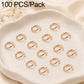 Rose-gold tone open jump rings, flat-cut loop style, 100-piece pack for crafts