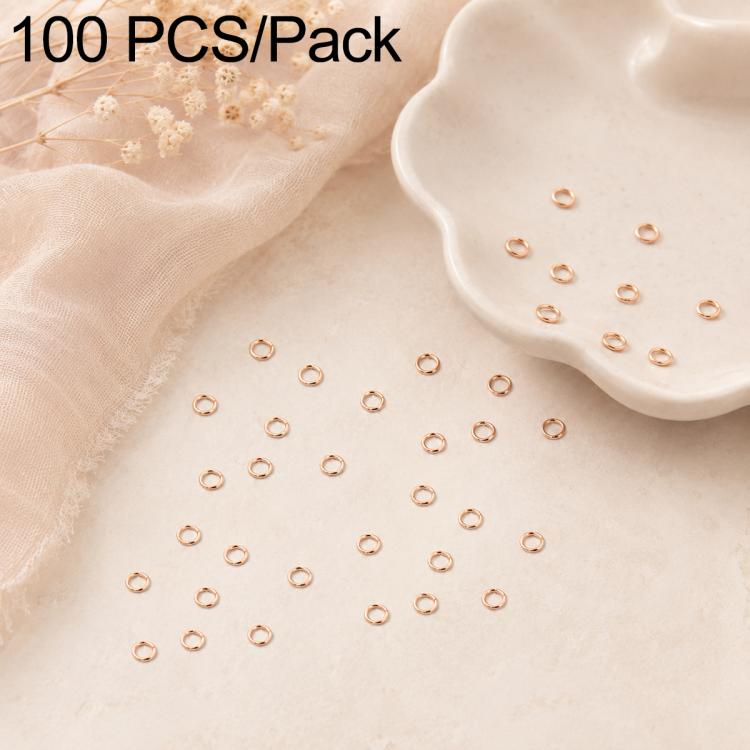 Rose gold open jump rings, 100-piece set of small round split rings for DIY jewelry