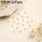 100-pack open jump rings, gold-tone finish, small metal loops for DIY jewelry