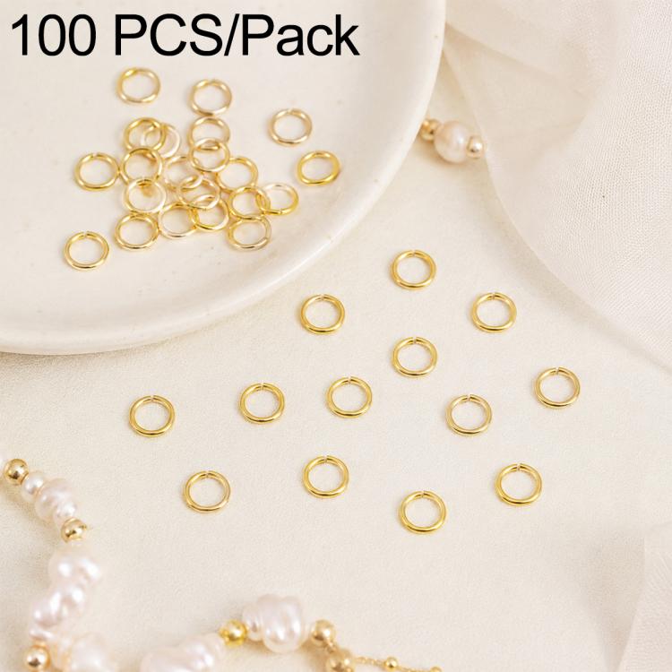 Gold open jump rings set, small round loops for DIY jewelry making, 100-pack