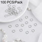 Silver open jump rings set, small round loops for DIY craft jewelry, 100-pack