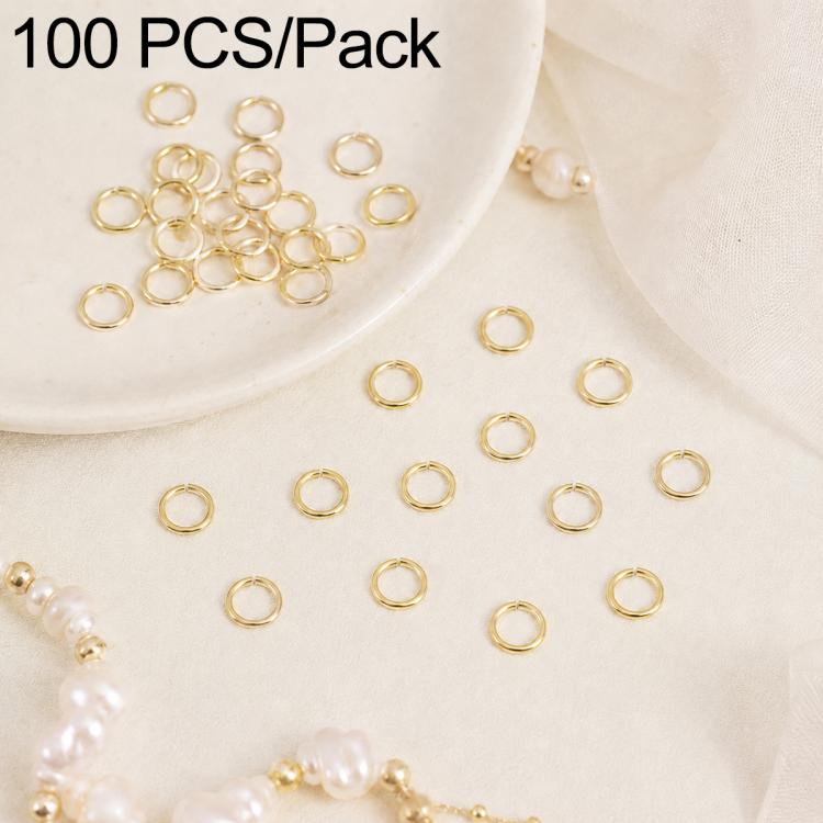 Gold open jump rings, 100-piece pack of small split loops for DIY jewelry