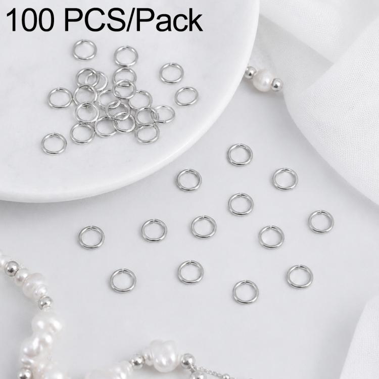 Silver open jump rings, 100-piece pack of small split loops for DIY jewelry