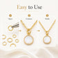 Gold open jump rings connecting jewelry chain, showing step-by-step use