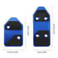 Two blue aluminum pedal cover sizes with textured grip and four-hole mount