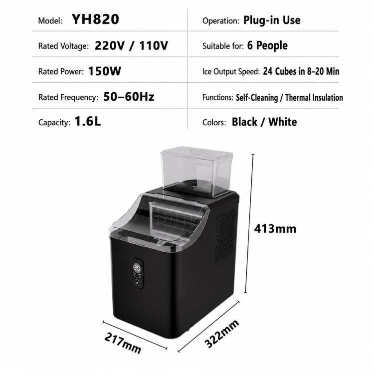 Fully Automatic Commercial Household Cube Ice Maker, US Plug, UK Plug, EU Plug