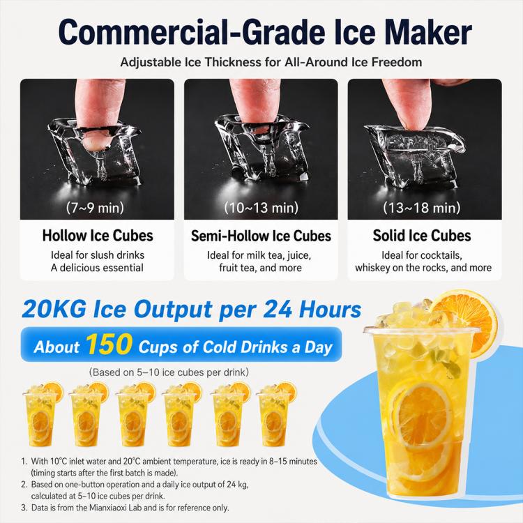 Fully Automatic Commercial Household Cube Ice Maker, US Plug, UK Plug, EU Plug