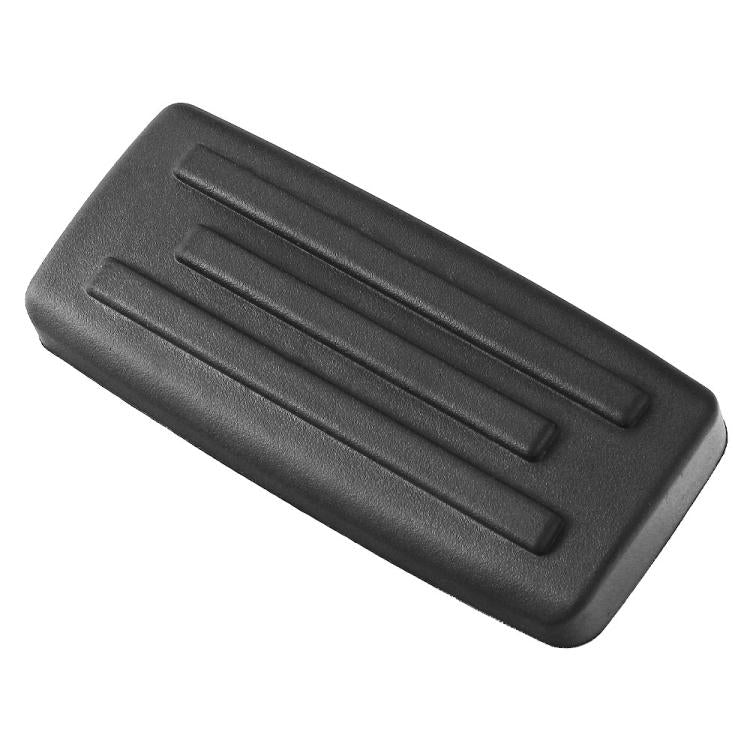 Extended brake foot rest pedal, black ridged rubber pad, angled view.