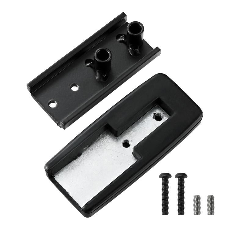 Extended brake foot rest pedal kit: black cover, base plate, and mounting hardware.