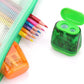 5 PCS/Pack Transparent Plastic Cap Double-hole Pencil Sharpener