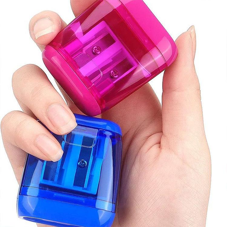 5 PCS/Pack Transparent Plastic Cap Double-hole Pencil Sharpener