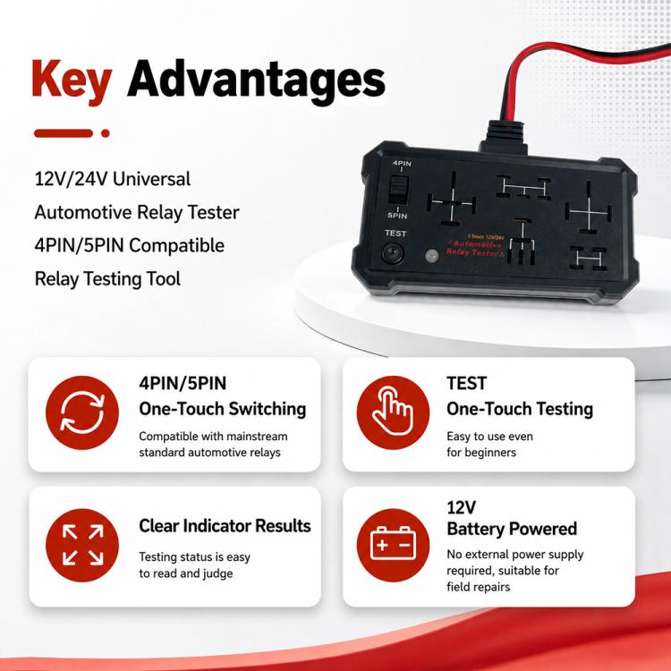 DW950 12V/24V Universal Automotive Relay Tester