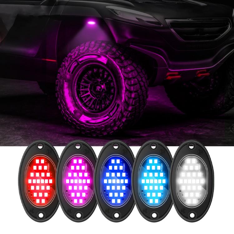 Five-color oval LED rock light set: red, purple, blue, ice blue, white