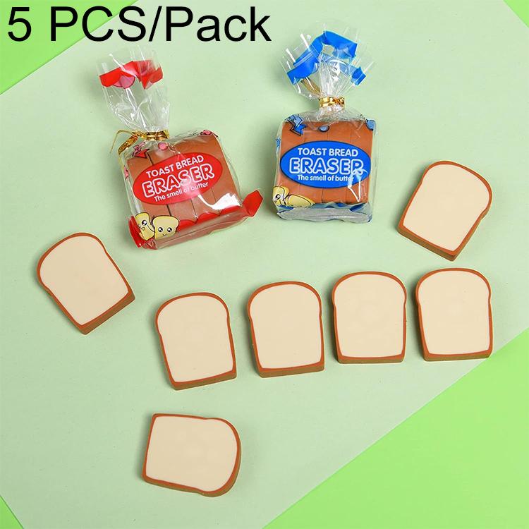 5 PCS/Pack Cute Cartoon Toast Bread Eraser