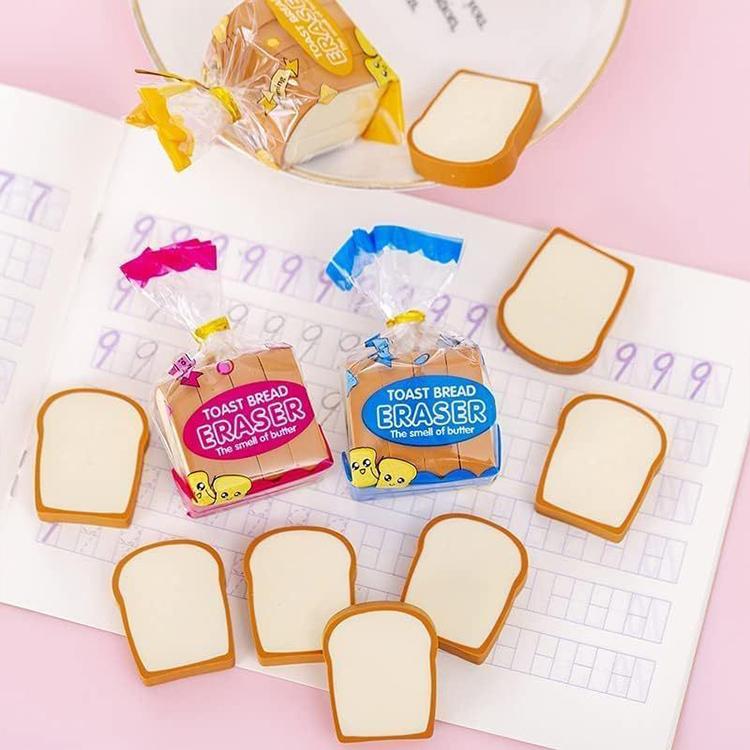 5 PCS/Pack Cute Cartoon Toast Bread Eraser