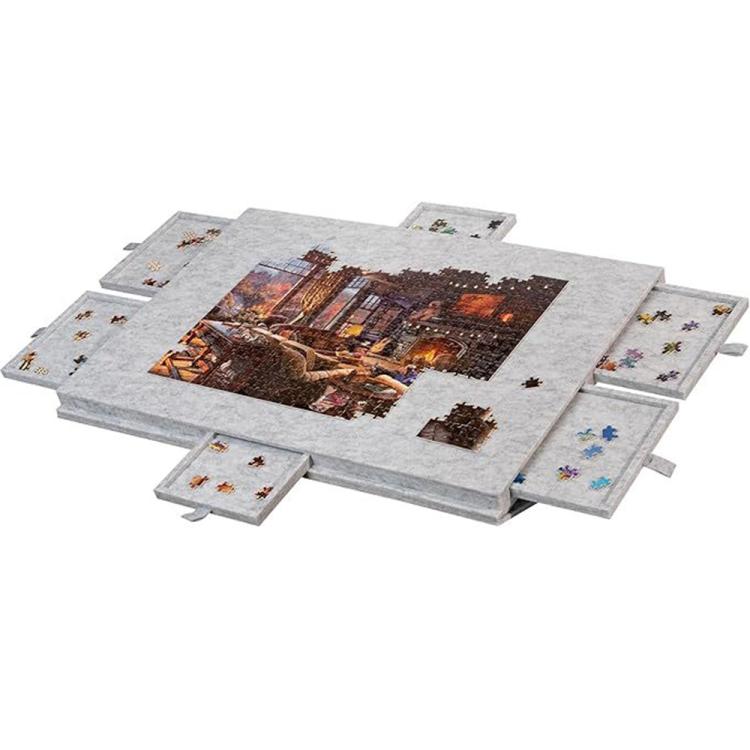 Portable Felt Puzzle Board Table with 6 Sorting Drawers for Kids, 77x53.6x3.5cm