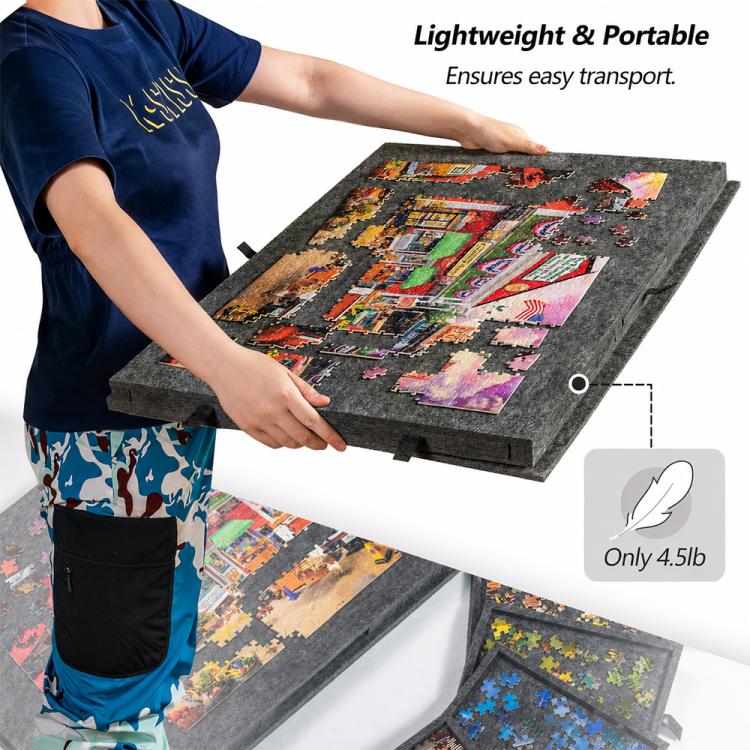 Portable Felt Puzzle Board Table with 6 Sorting Drawers for Kids, 77x53.6x3.5cm