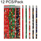 12 PCS/Pack Holiday Themed Writing Pencil with Eraser