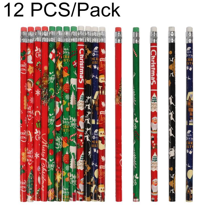 12 PCS/Pack Holiday Themed Writing Pencil with Eraser