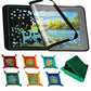 Foldable black puzzle mat with blue landscape print, open with carry strap and colorful sorting trays