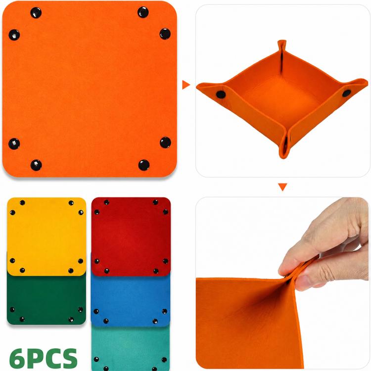 Orange puzzle sorting tray set, shown stacked and cornered with attachment dots