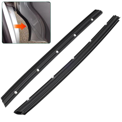 Pair of black rubber car door seal strips with metal mounting studs