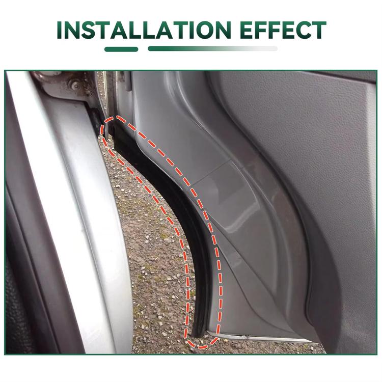 Black door seal strips installed along the car door edge near the sill
