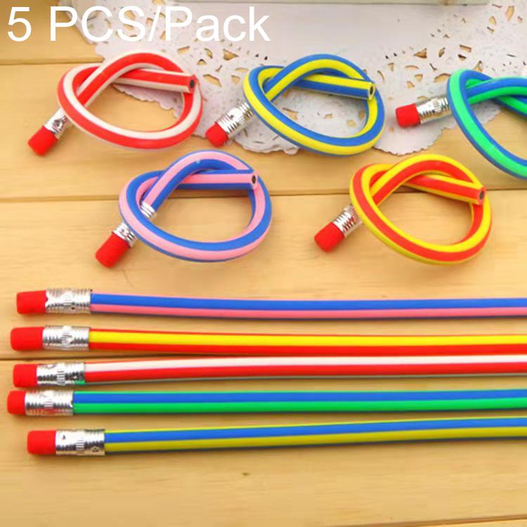 5 PCS/Pack Unbreakable Colored Striped Soft Pencil