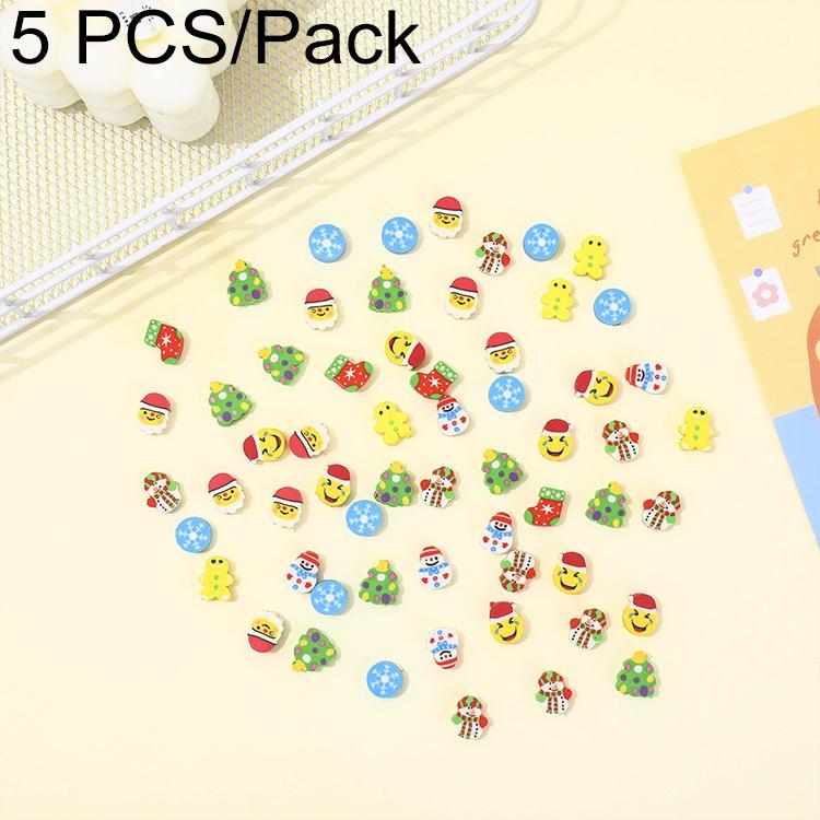 5 PCS/Pack Christmas Creative Cartoon Eraser, Mini, Large