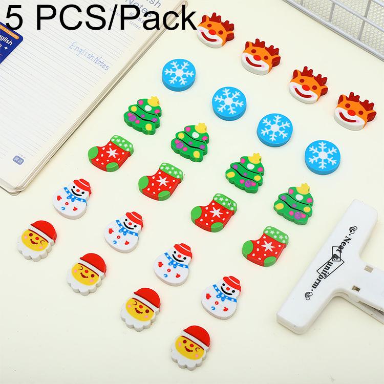 5 PCS/Pack Christmas Creative Cartoon Eraser, Mini, Large