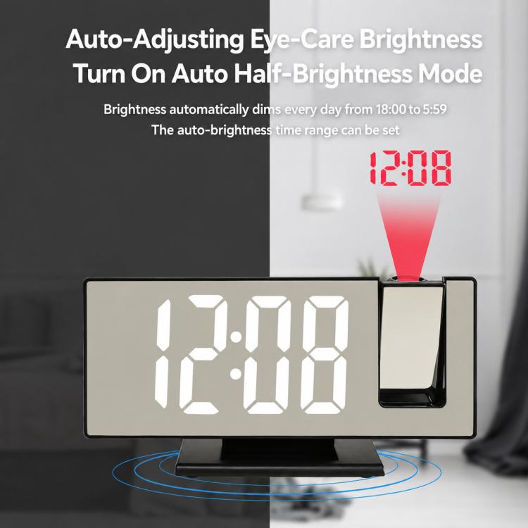 DS-3618LP LED Mirror Projection Electronic Clock Multifunctional Large Display Digital Alarm Clock