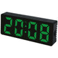 LED digital alarm clock with green 5-digit display on black housing