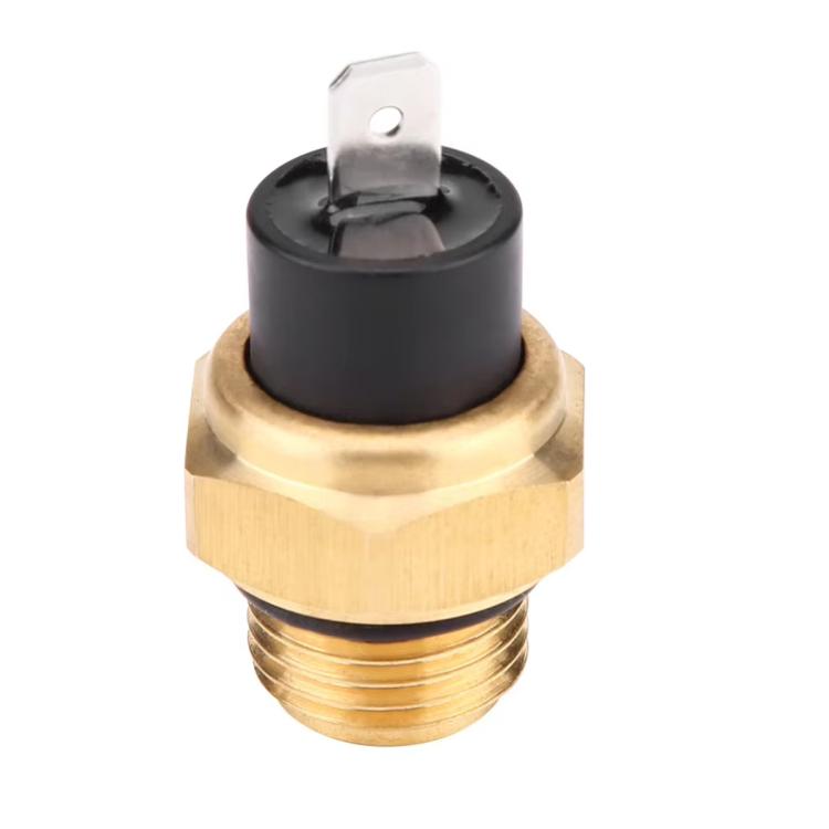 Brass temperature switch sensor with black cap and mounting metal tab